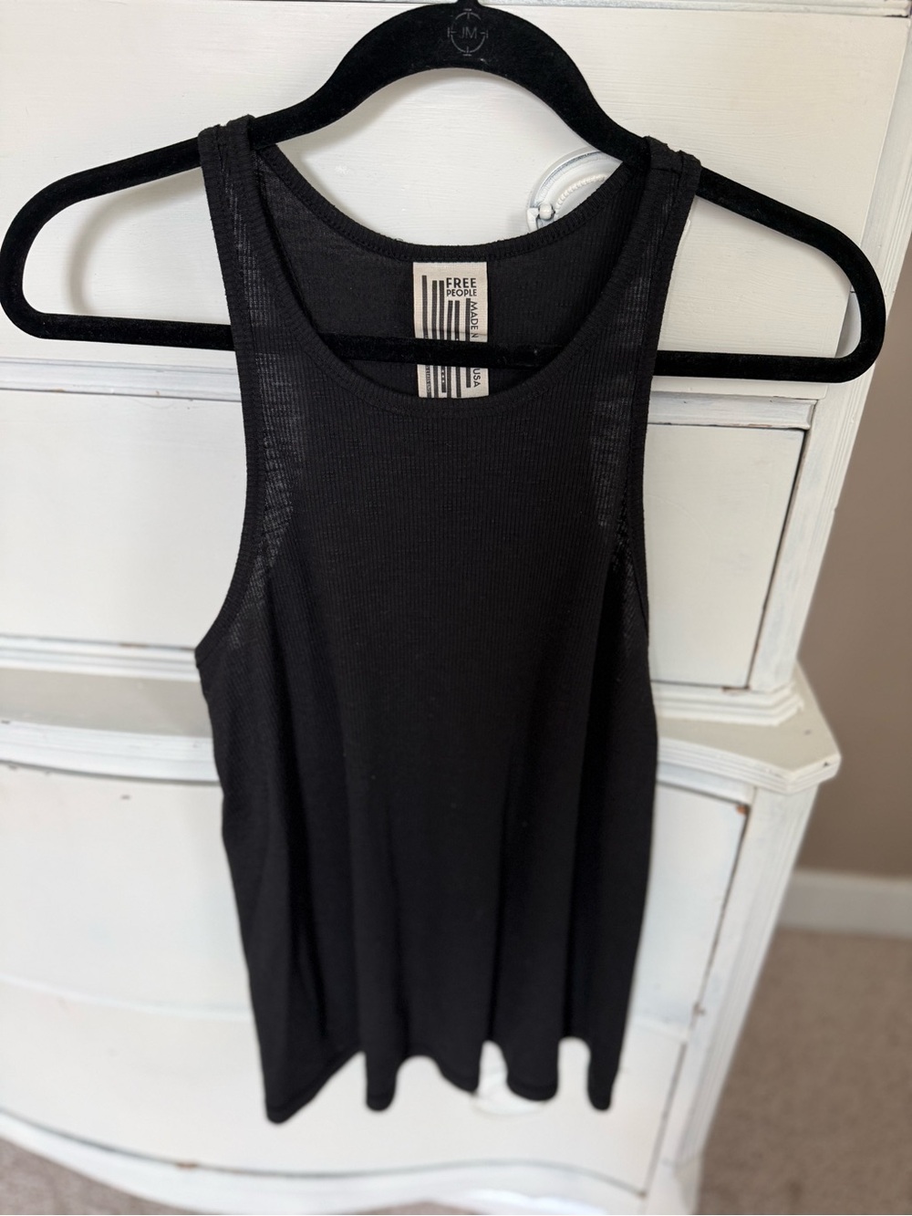 Free People Black Ribbed Scoop Tank